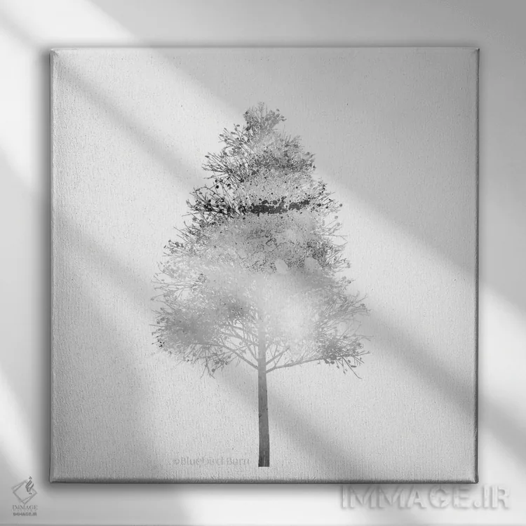 تابلو درخت غان کوهستانی مدرن اثر بلوبرد بارن (استودیوی هنری) - نمای روبهرو روی دیوار