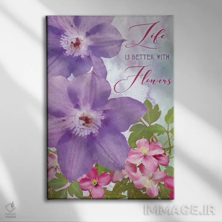 تابلو زندگی با گلها بهتر است اثر بلوبرد بارن (استودیوی هنری) - نمای روبهرو روی دیوار