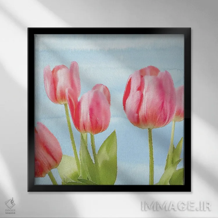 تابلو لالههای تازهٔ بهاری I اثر بلوبرد بارن (استودیوی هنری) - نمای قابدار مشکی