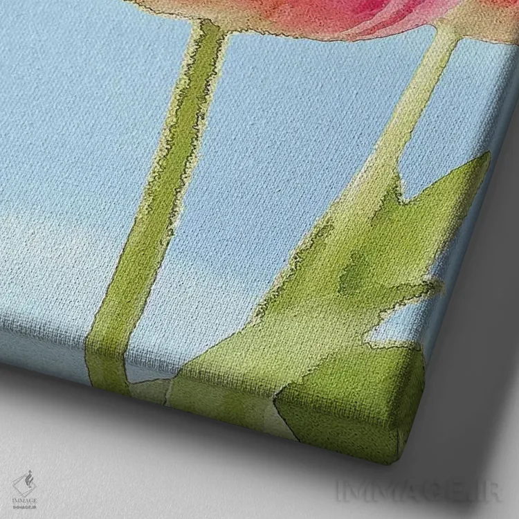 تابلو لالههای تازهٔ بهاری I اثر بلوبرد بارن (استودیوی هنری) - نمای نزدیک بافت بوم