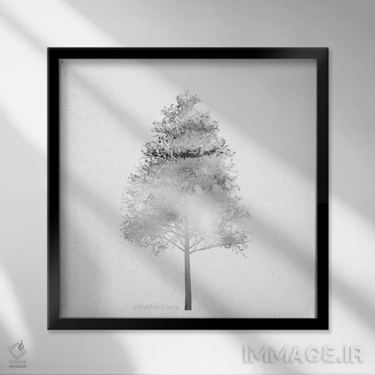 تابلو درخت غان کوهستانی مدرن اثر بلوبرد بارن (استودیوی هنری) - نمای قابدار مشکی