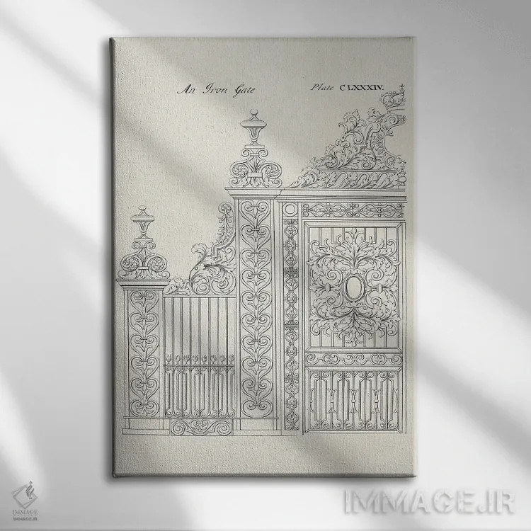 تابلو طراحی دروازهٔ آهنی II اثر بتی لنگلی - نمای روبهرو روی دیوار