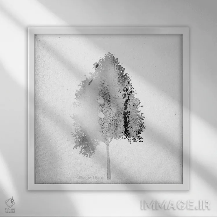 تابلو درخت افرا کوهستانی مدرن اثر بلوبرد بارن (استودیوی هنری) - نمای قابدار سفید