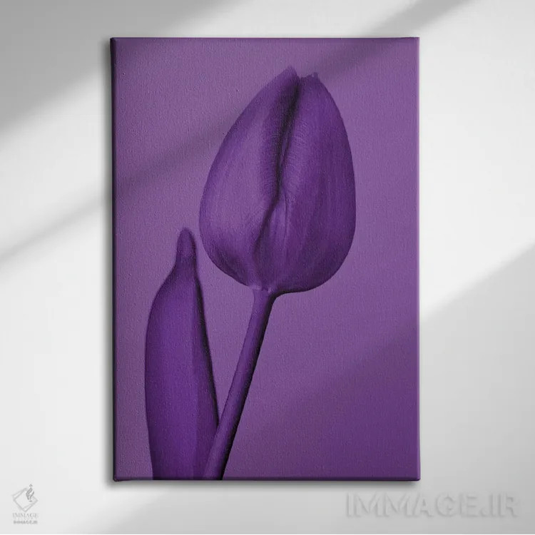 تابلو یک لاله به رنگ بنفش اثر بلی - نمای روبهرو روی دیوار