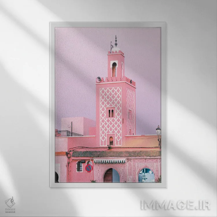 تابلو مباورهٔ مراکش (بخش قدیمی شهر) اثر بلی - نمای قابدار سفید