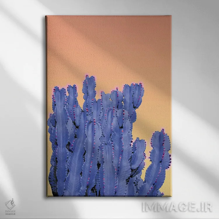 تابلو کاکتوس آبی اثر بلی - نمای روبهرو روی دیوار