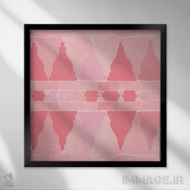 تابلو زلیج مراکشی با نقش انتزاعی دیوار قرمز اثر بلی - نمای قابدار مشکی