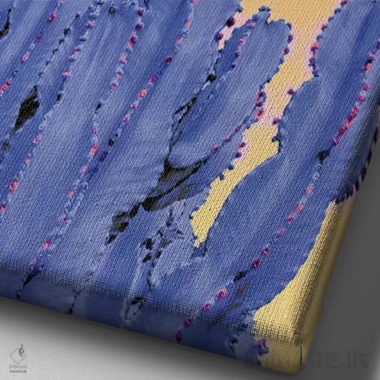 تابلو کاکتوس آبی اثر بلی - نمای نزدیک بافت بوم