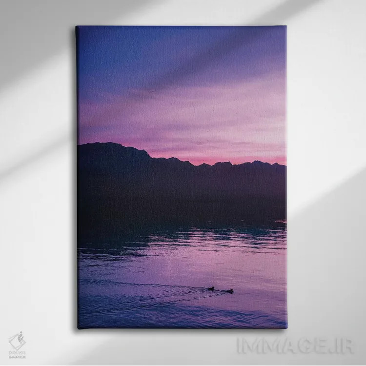 تابلو غروب و اردکها اثر بلی - نمای روبهرو روی دیوار