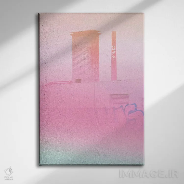 تابلو گلهای بتنی و گرافیتی اثر بلی - نمای روبهرو روی دیوار