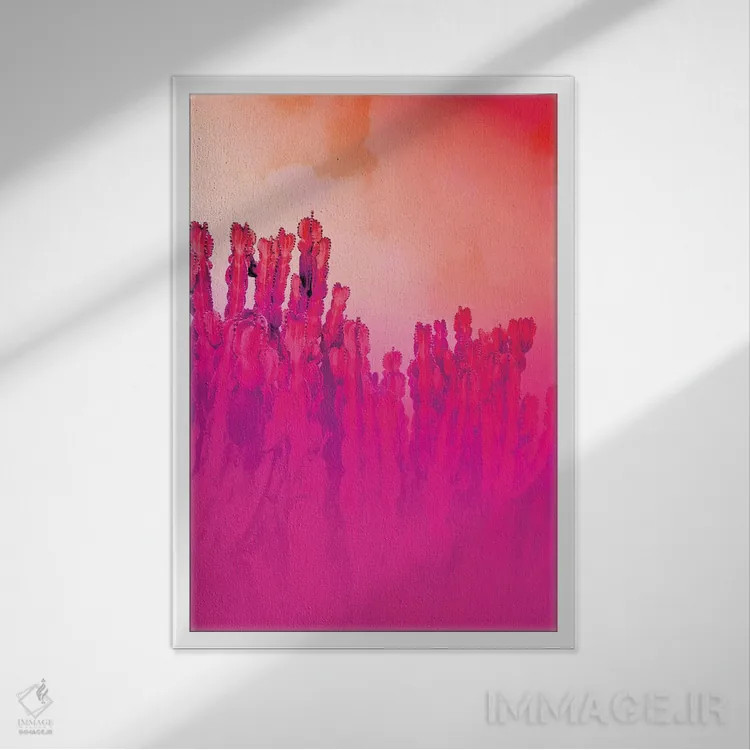 تابلو کاکتوس مادون قرمز اثر بلی - نمای قابدار سفید