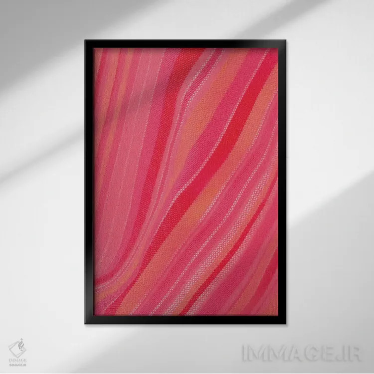 تابلو طرح موج نواری انتزاعی اثر بلی - نمای قابدار مشکی