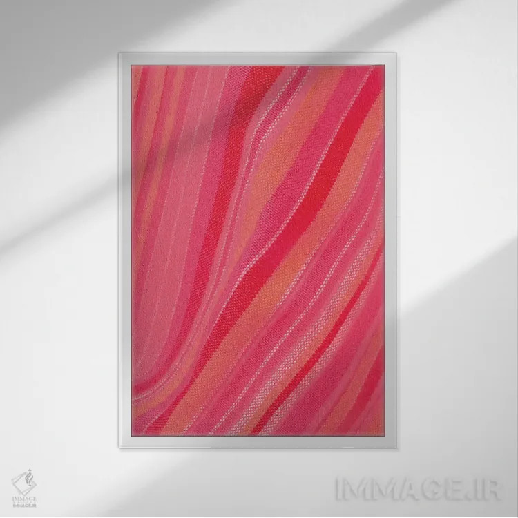 تابلو طرح موج نواری انتزاعی اثر بلی - نمای قابدار سفید