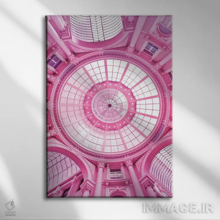 تابلو بنای معماری صورتی اثر بلی - نمای روبهرو روی دیوار
