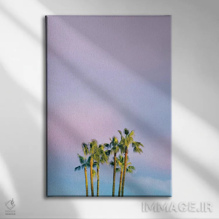 تابلو رویای تابستانی با نخلها اثر بلی - نمای روبهرو روی دیوار