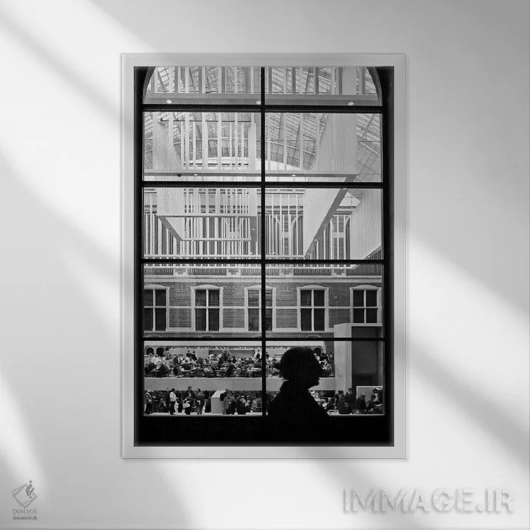 تابلو پنجرهٔ آمستردام (شهر) اثر بلی - نمای قابدار سفید