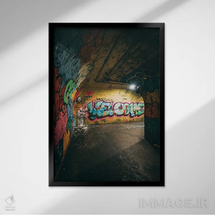 تابلو تونل ورودی ایستگاه ۱۹۱ام (نیویورک) III اثر جان بیلوس - نمای قابدار مشکی