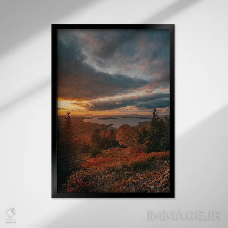 تابلو غروب ارتفاعات اثر جان بیلوس - نمای قابدار مشکی