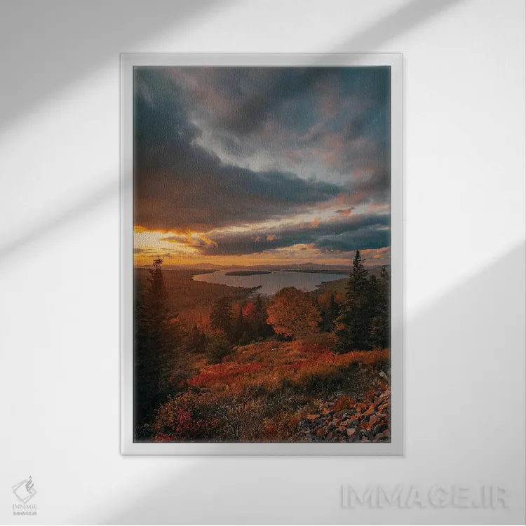 تابلو غروب ارتفاعات اثر جان بیلوس - نمای قابدار سفید