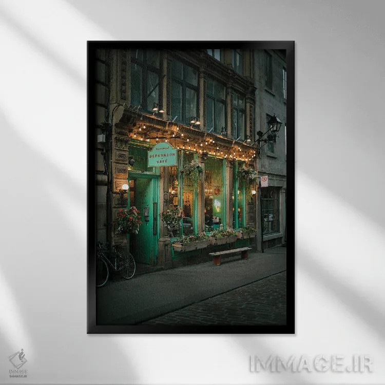 تابلو Montreal II,کافهی کوچک مونترال II اثر جان بیلوس - نمای قابدار مشکی