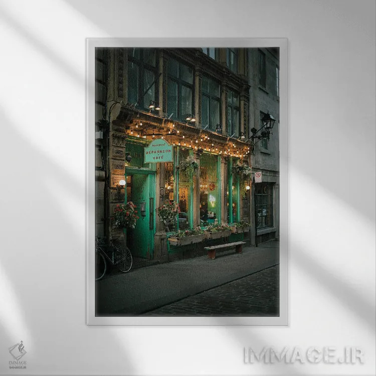 تابلو Montreal II,کافهی کوچک مونترال II اثر جان بیلوس - نمای قابدار سفید