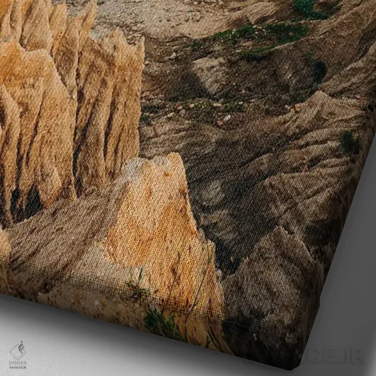 تابلو صخرههای مونتوک پوینت I اثر جان بیلوس - نمای نزدیک بافت بوم