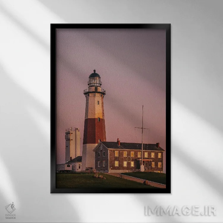 تابلو فانوس دریایی مونتوک II اثر جان بیلوس - نمای قابدار مشکی