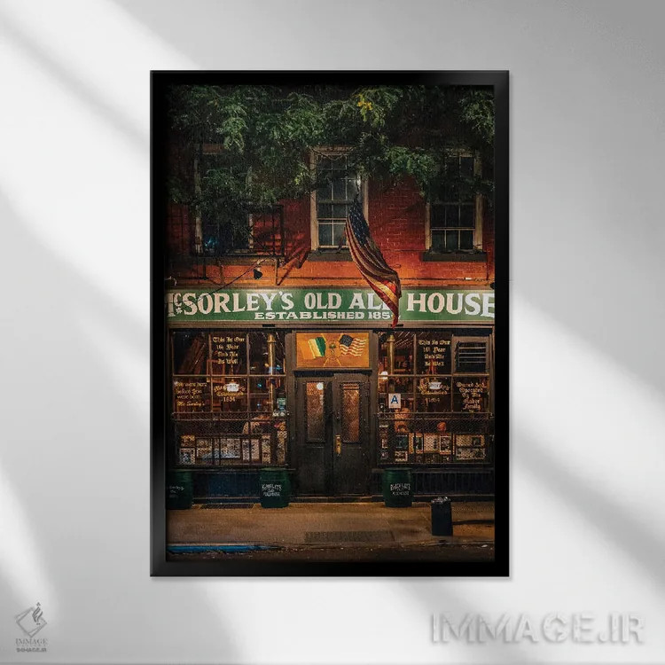 تابلو مکسورلی's اولد ایلز هاوس (بار سنتی) اثر جان بیلوس - نمای قابدار مشکی