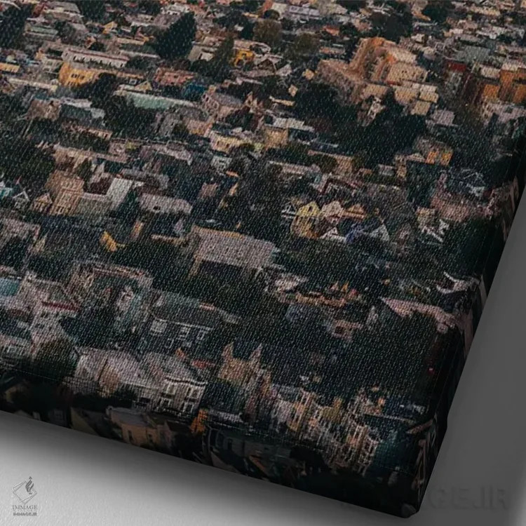 تابلو طلوع ماه بر فراز سانفرانسیسکو اثر جان بیلوس - نمای نزدیک بافت بوم