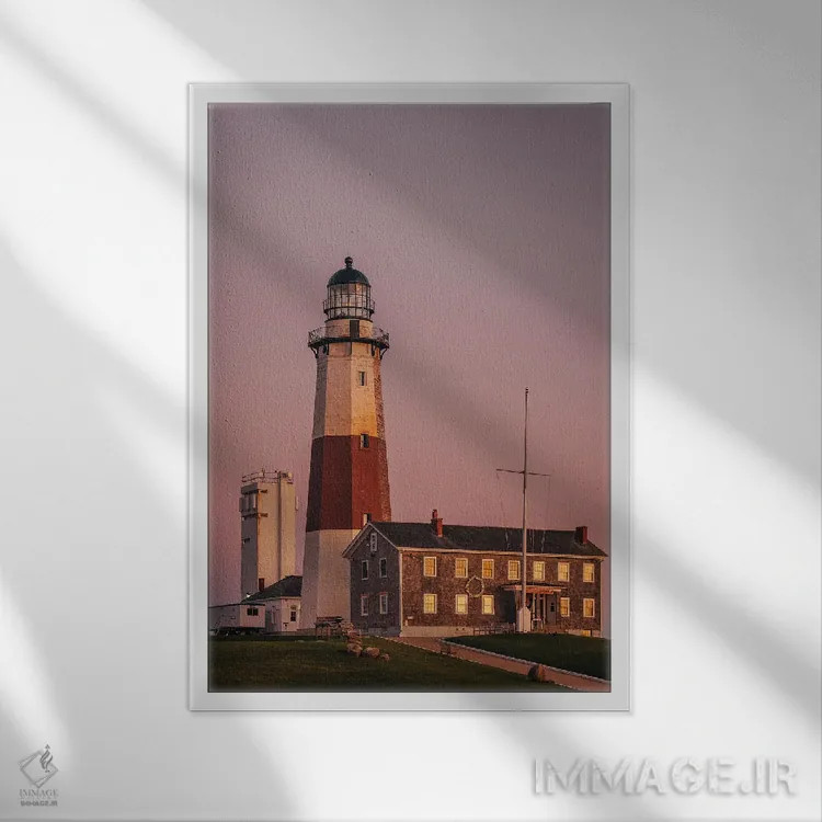 تابلو فانوس دریایی مونتوک II اثر جان بیلوس - نمای قابدار سفید