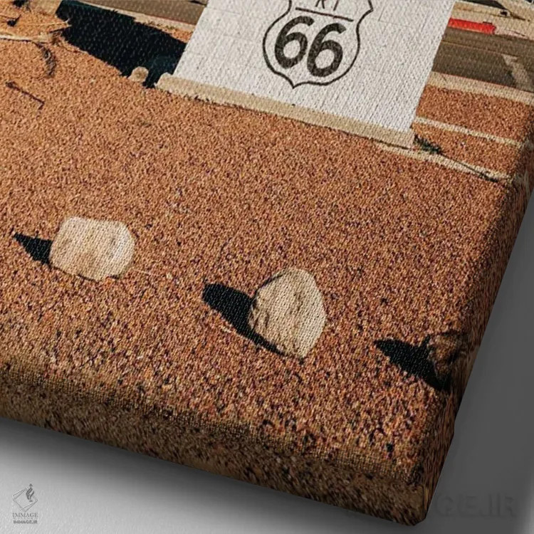 تابلو Route 66,نیدلز، جاده ۶۶ (آمریکا) اثر جان بیلوس - نمای نزدیک بافت بوم