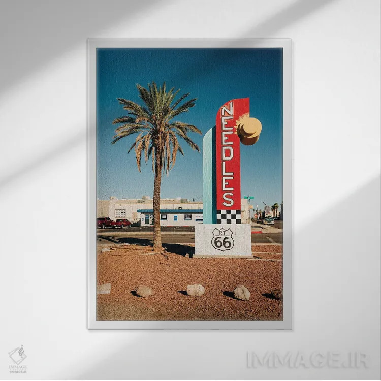 تابلو Route 66,نیدلز، جاده ۶۶ (آمریکا) اثر جان بیلوس - نمای قابدار سفید