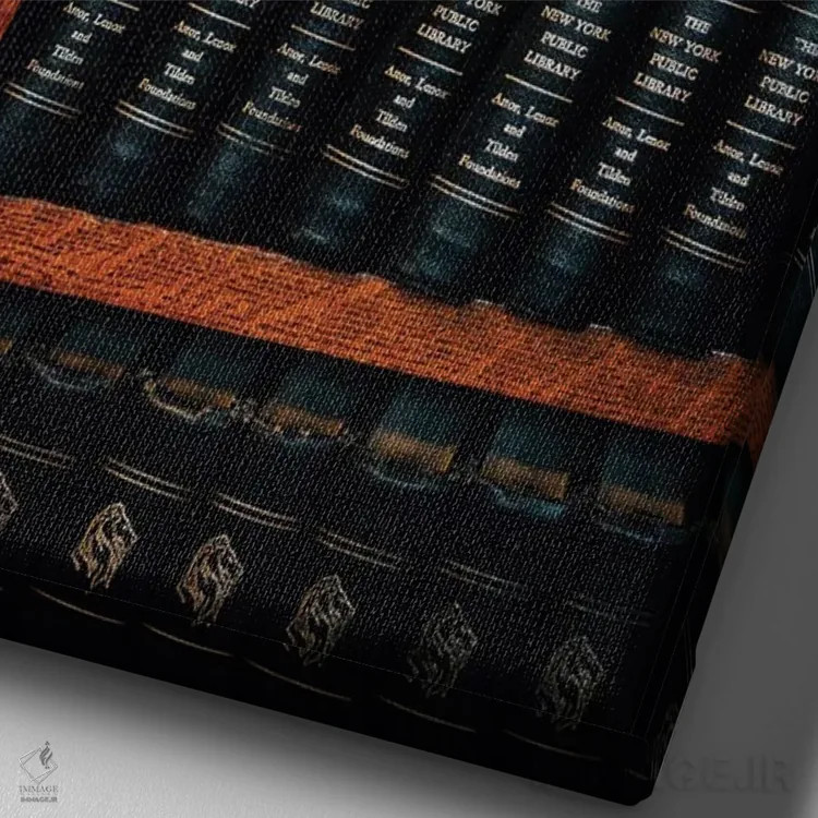 تابلو روی قفسه اثر جان بیلوس - نمای نزدیک بافت بوم