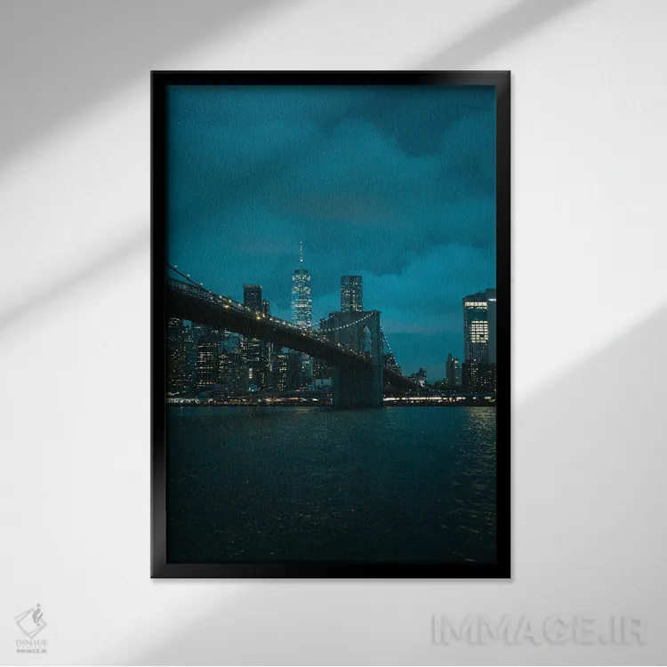 تابلو نمای افق نیویورک از دامبو I اثر جان بیلوس - نمای قابدار مشکی