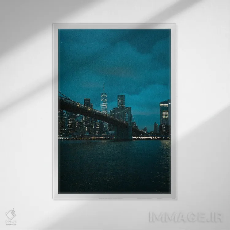 تابلو نمای افق نیویورک از دامبو I اثر جان بیلوس - نمای قابدار سفید