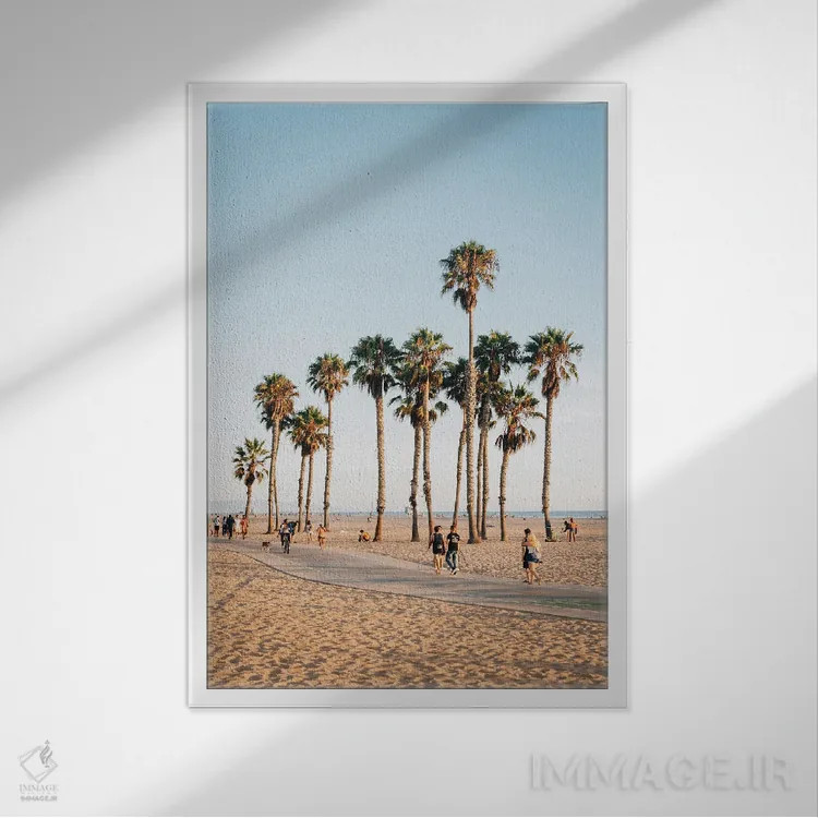 تابلو Santa Monica II,نخلها، سانتا مونیکا II اثر جان بیلوس - نمای قابدار سفید