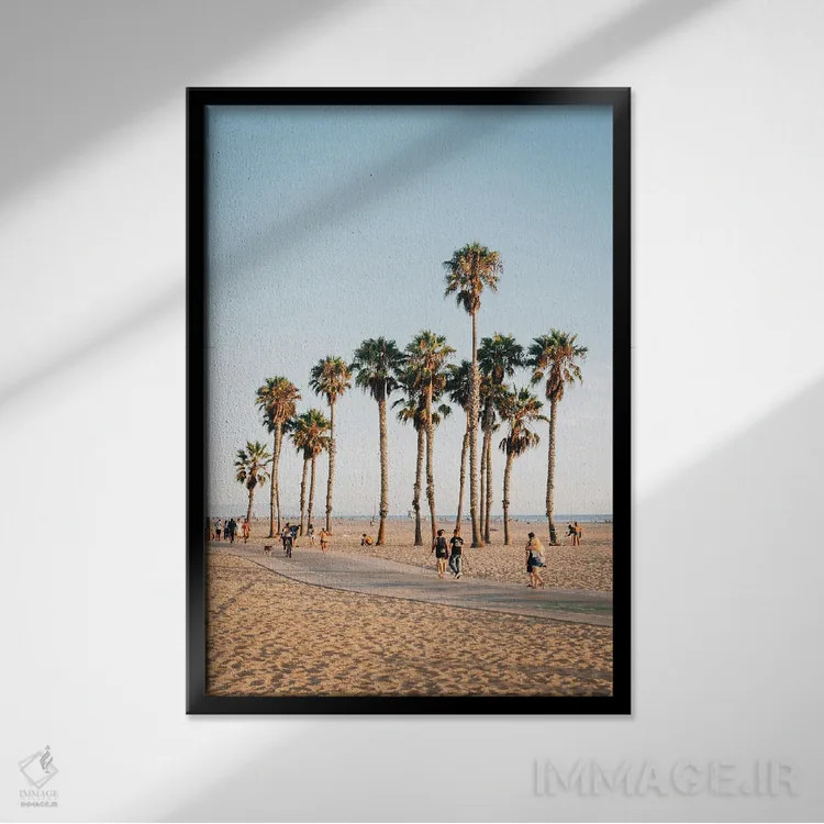 تابلو Santa Monica II,نخلها، سانتا مونیکا II اثر جان بیلوس - نمای قابدار مشکی