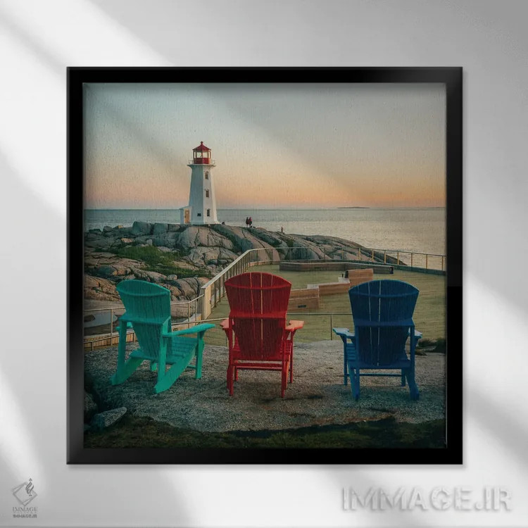 تابلو فانوس دریایی پگیز کوو اثر جان بیلوس - نمای قابدار مشکی