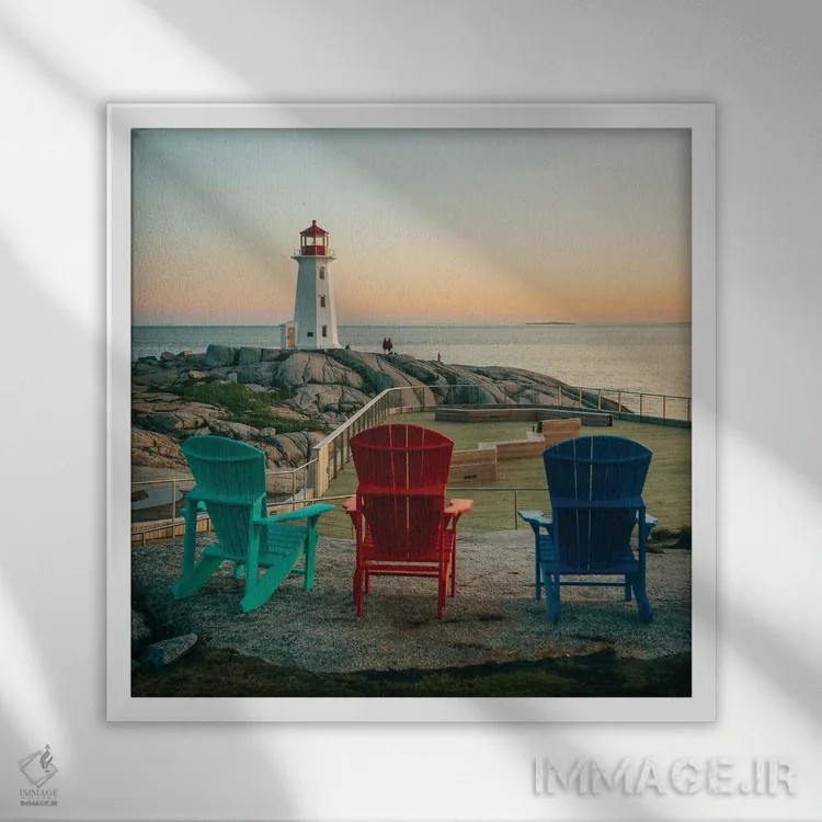 تابلو فانوس دریایی پگیز کوو اثر جان بیلوس - نمای قابدار سفید