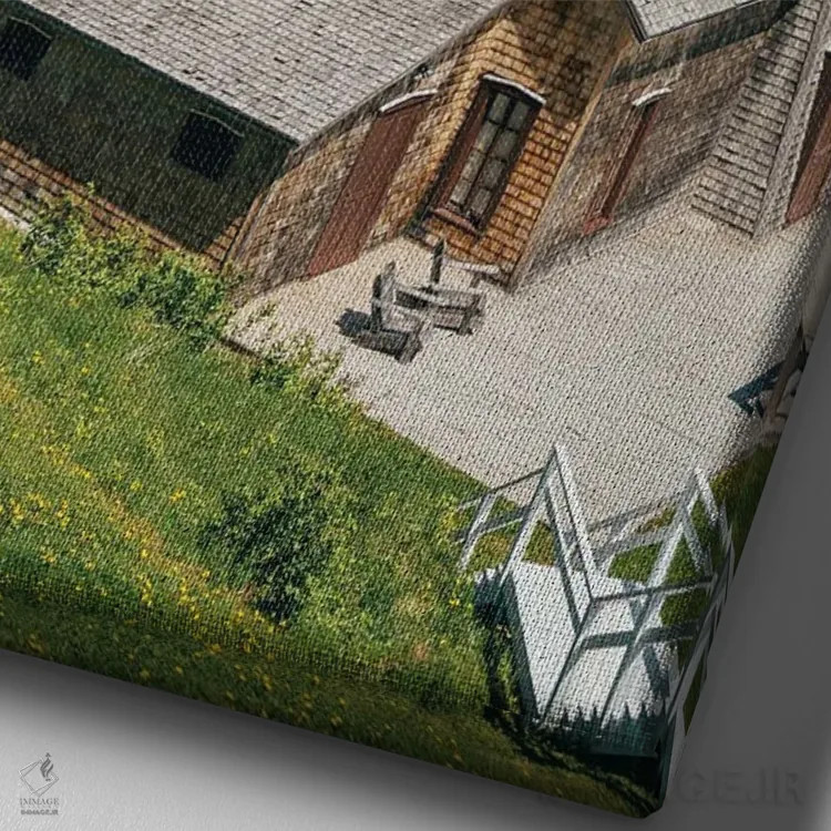 تابلو فانوس دریایی پوئنت-آ-لا-رنومه (کانادا) اثر جان بیلوس - نمای نزدیک بافت بوم