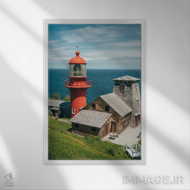 تابلو فانوس دریایی پوئنت-آ-لا-رنومه (کانادا) اثر جان بیلوس - نمای قابدار سفید