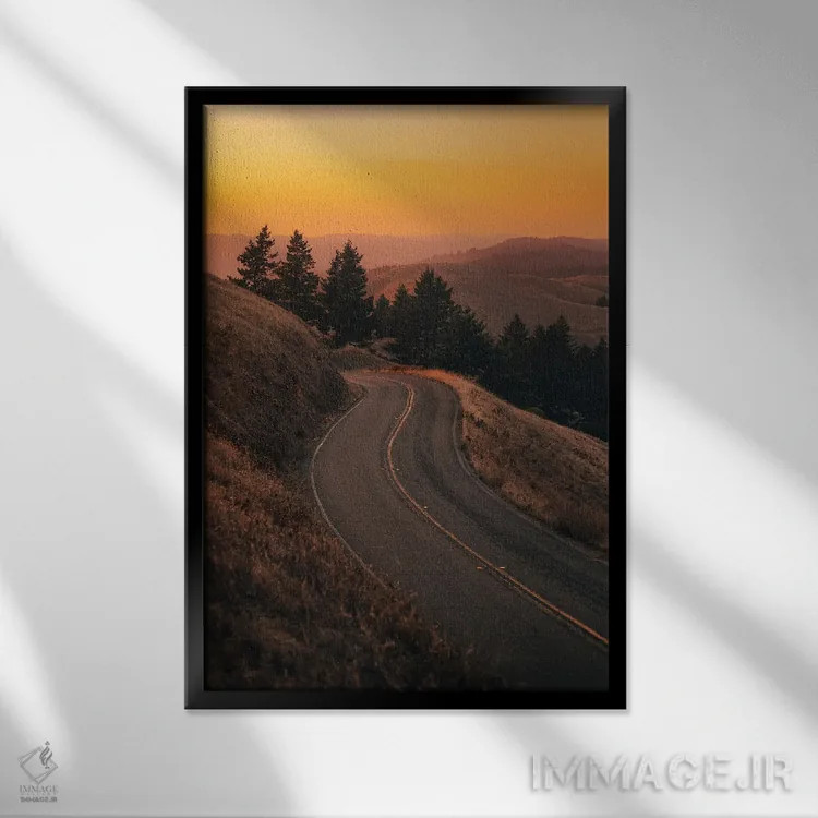 تابلو جادهای در کوه تامالپایس I اثر جان بیلوس - نمای قابدار مشکی