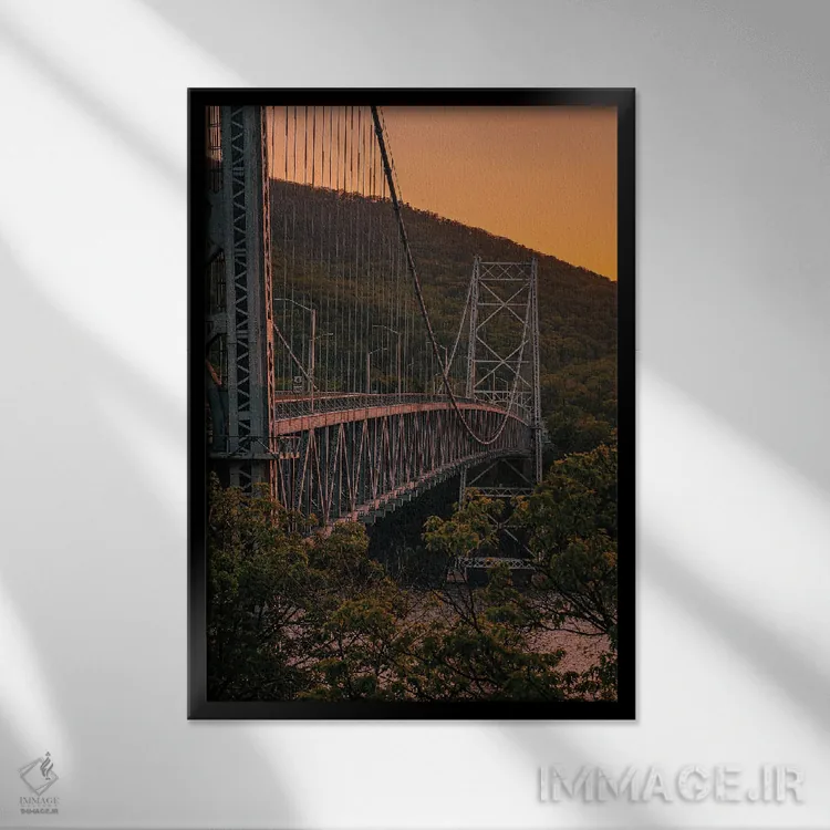 تابلو غروب پل کوه خرس اثر جان بیلوس - نمای قابدار مشکی