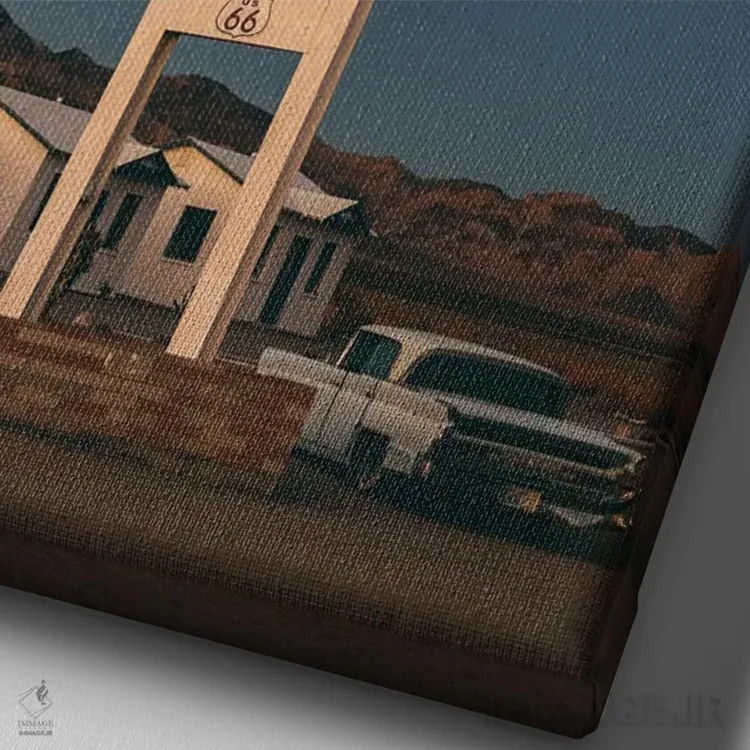 تابلو Amboy III,روی's در جاده ۶۶، آمبوی III اثر جان بیلوس - نمای نزدیک بافت بوم