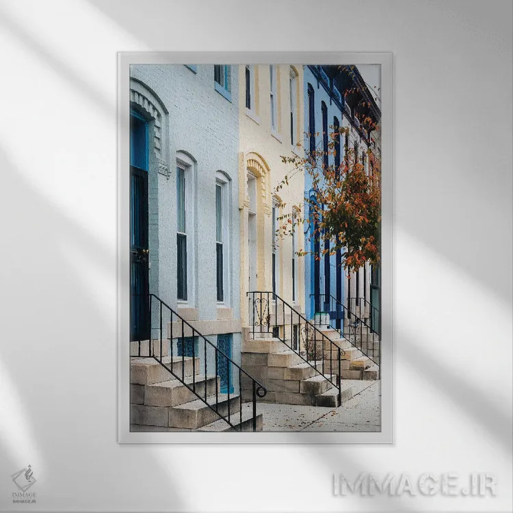 تابلو خانههای ردیفی در خیابان بیستوششم اثر جان بیلوس - نمای قابدار سفید