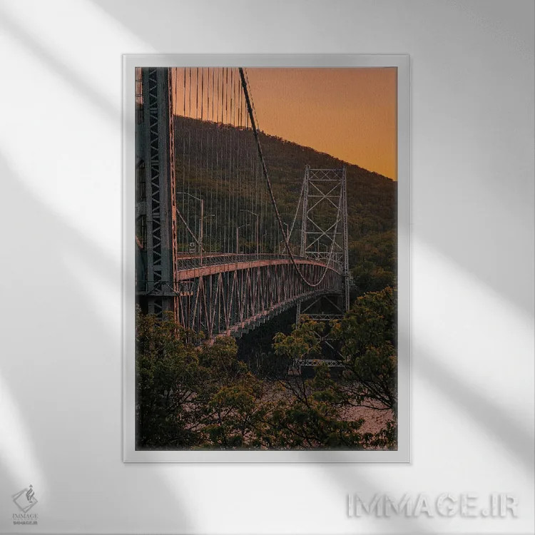 تابلو غروب پل کوه خرس اثر جان بیلوس - نمای قابدار سفید