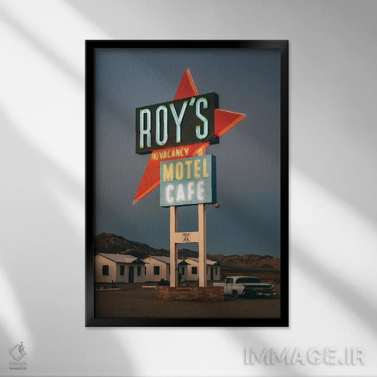 تابلو Amboy III,روی's در جاده ۶۶، آمبوی III اثر جان بیلوس - نمای قابدار مشکی