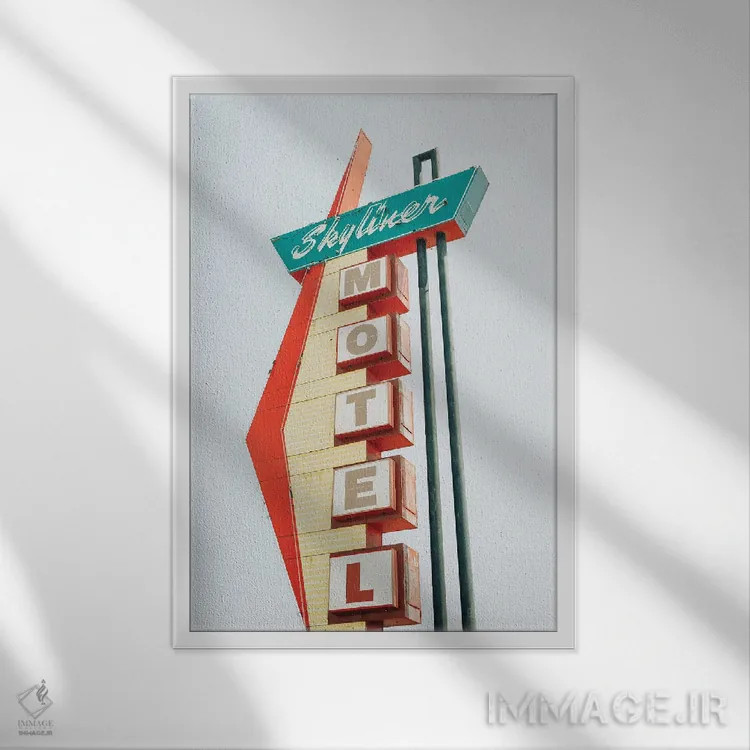 تابلو Route 66,متل اسکایلاینر، جاده ۶۶ اثر جان بیلوس - نمای قابدار سفید