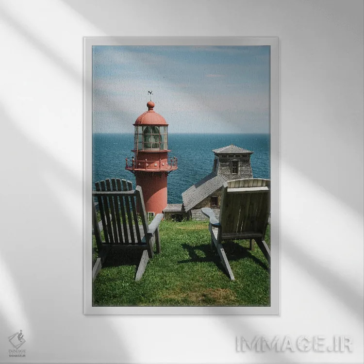 تابلو نشسته در فانوس دریایی پوئنت-آ-لا-رنومه II اثر جان بیلوس - نمای قابدار سفید