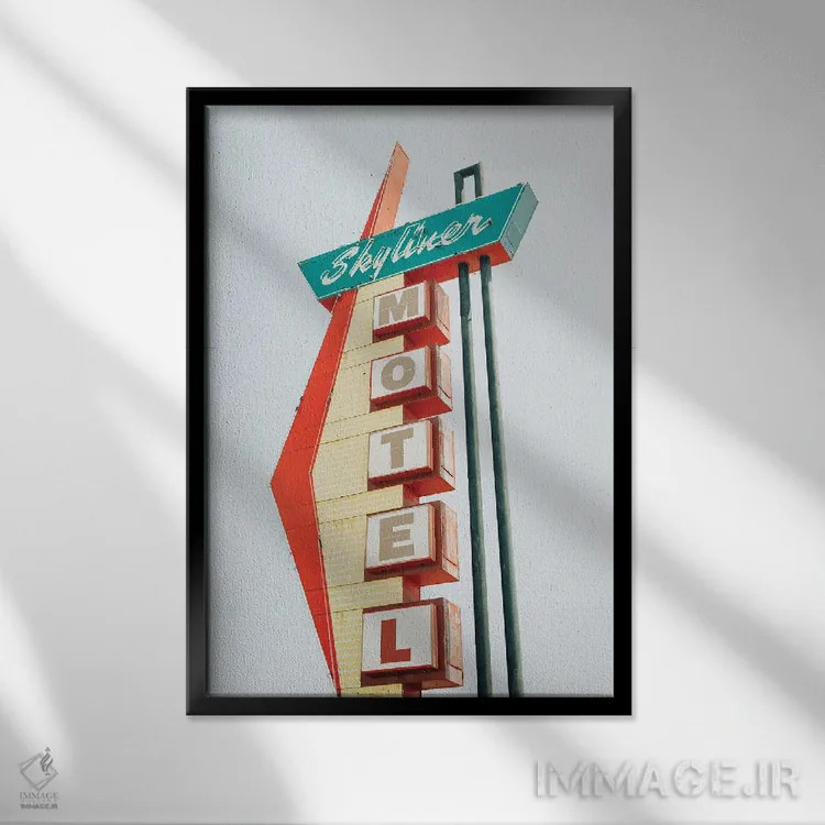 تابلو Route 66,متل اسکایلاینر، جاده ۶۶ اثر جان بیلوس - نمای قابدار مشکی